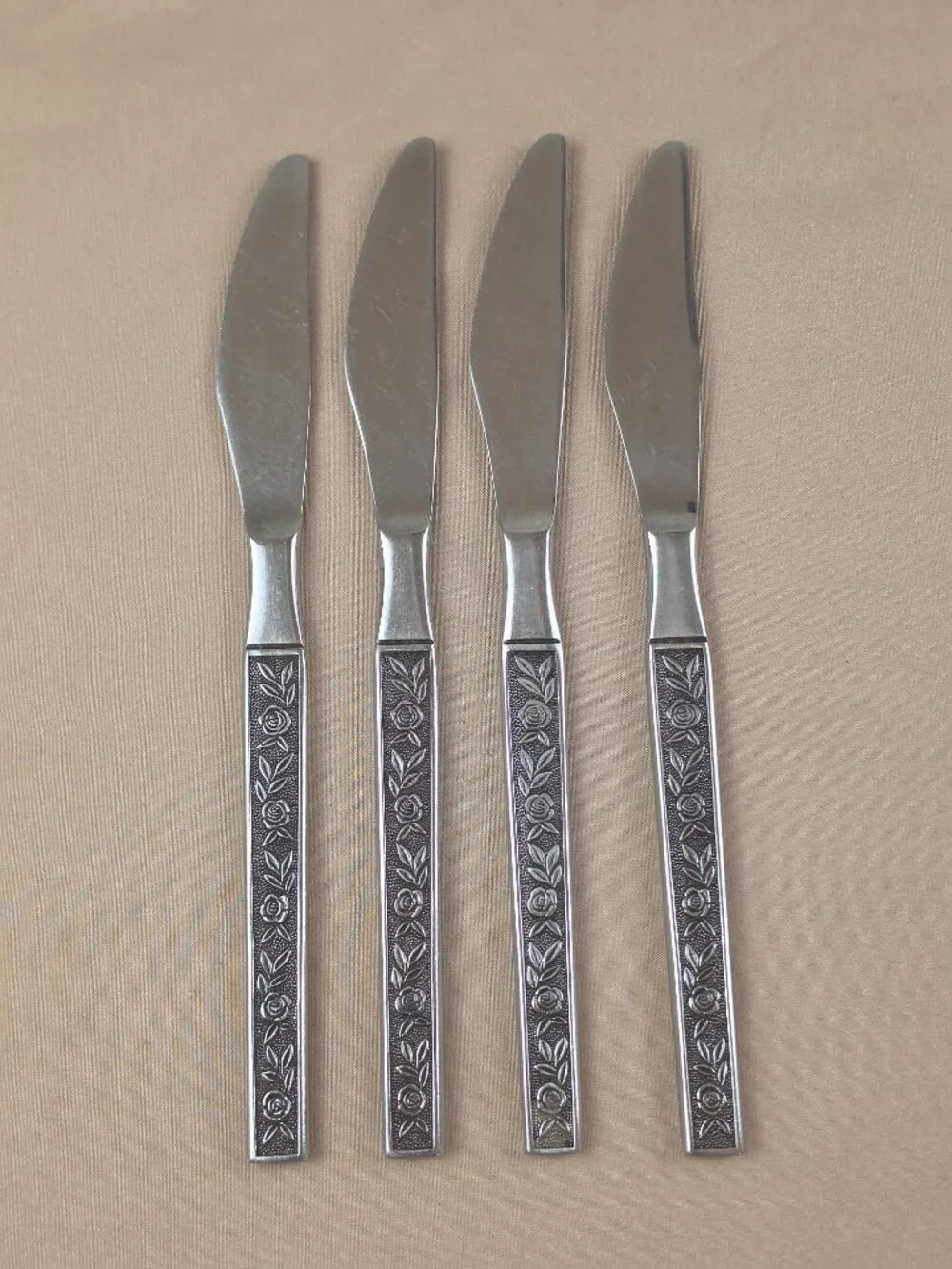 Vtg Interpur MEXICALY ROSE 4 Knives Silverware Flatware Stainless Steel JAPAN